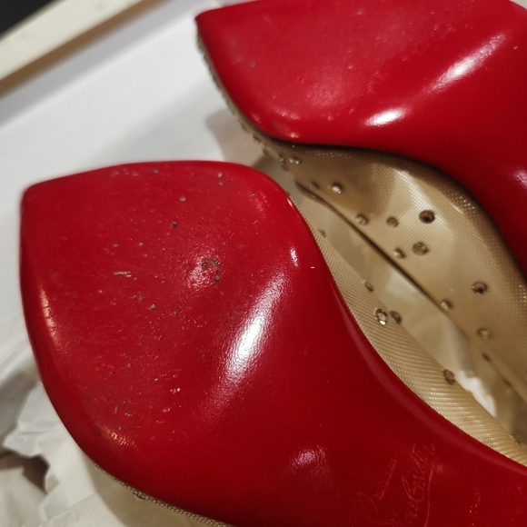 Louboutin Follies Strass Crystal Nude Heels - Picture 13 of 16